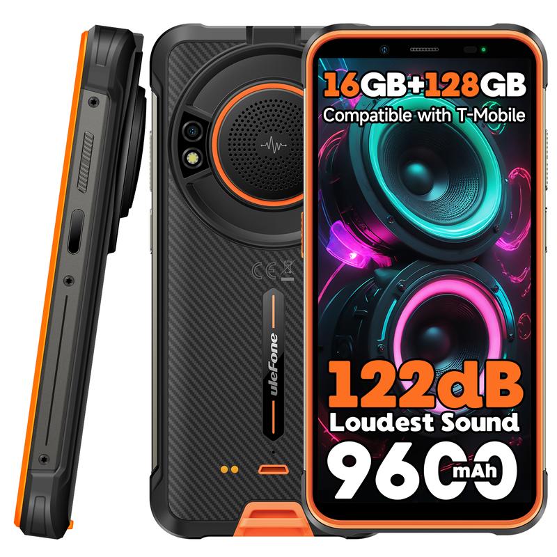 Power Armor 16S  4G Unlocked Rugged Waterproof Mobile Cell Phone, 122dB Loud Speaker, Anti-fall,Dust-proof,IP68 IP69K, 9600mAh, 16GB + 128GB Octa-core ,5.93