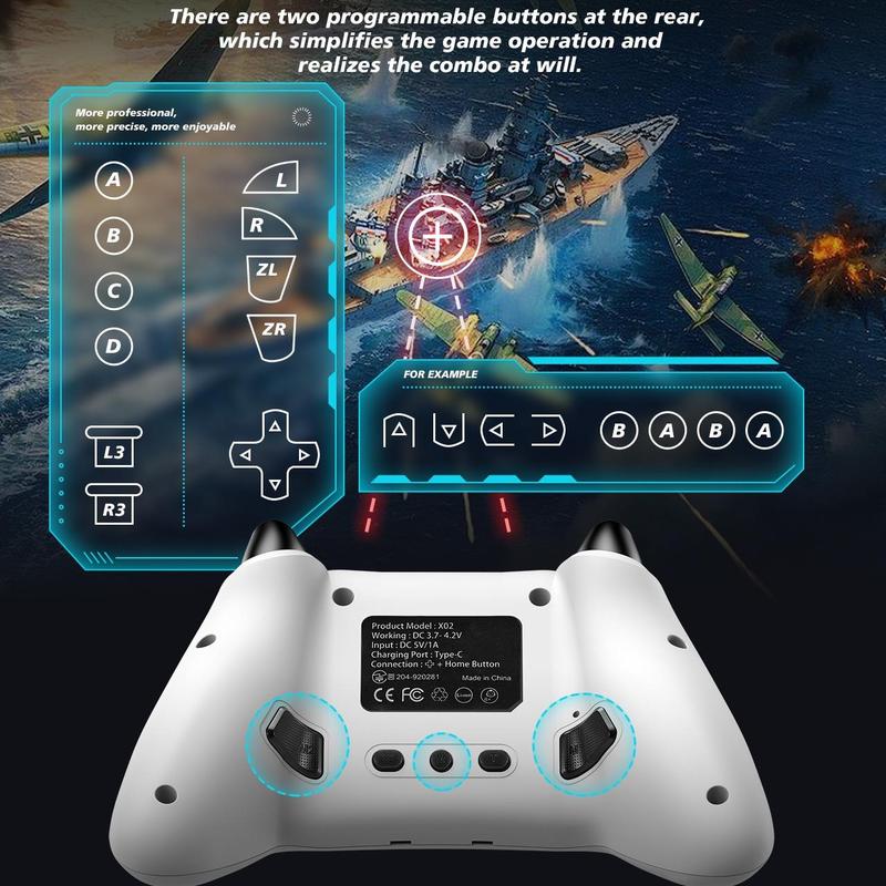 Unique Crack Design Wireless Game Controller, RGB Adjustable Ambient Light Wireless Remote Gamepad, Motion Control Gamepad for Switch Switch Lite Switch OLED