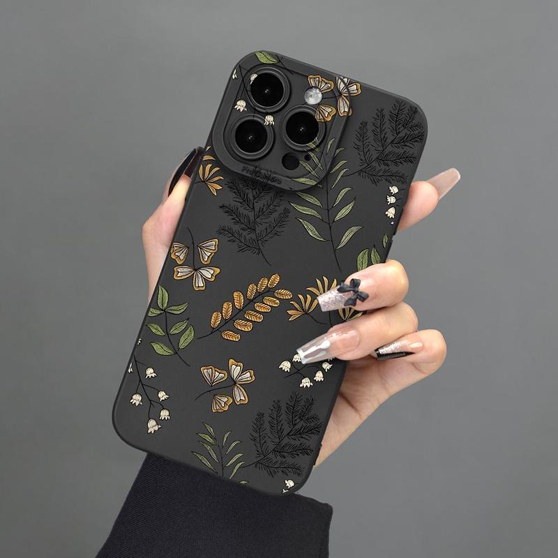 Floral Pattern Design Phone Case, 1 Count Shockproof Phone Protective Cover, Phone Accessory Compatible with iPhone 15 14 13 12 Series