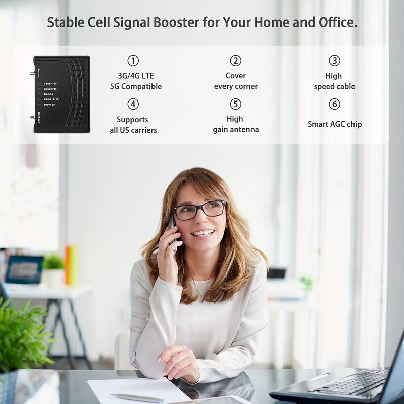 All US Carriers Are at Home Mobile Phone Signal Intensifier in the Band 66 2 4 5 12 13 17 25, up to 2500 Square Feet of Cellular Booster Enhanced 5G 4G and LTE,Verizon,AT&T,T-Mobile, Etc. FCC Approved