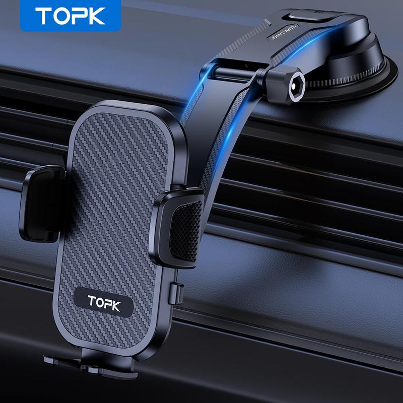 TOPK Car Phone Holder for Dashboard, Adjustable Horizontally & Vertically Cell Phone Mount for Car Dashboard, Universal Car Accessories for All Phones