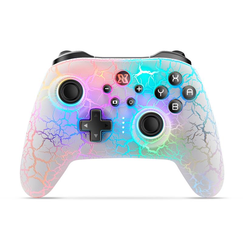 Unique Crack Design Wireless Game Controller, RGB Adjustable Ambient Light Wireless Remote Gamepad, Motion Control Gamepad for Switch Switch Lite Switch OLED