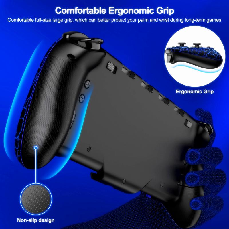 Switch Controller Portable Mode Dedicated Controller Wireless Switch Controller with Macro Function Rear Buttons Turbo Rapid Fire Sleep Wake Vibrate Glowing Grip Type Controller 1000mAh Battery Compatible with Switch Switch OLED