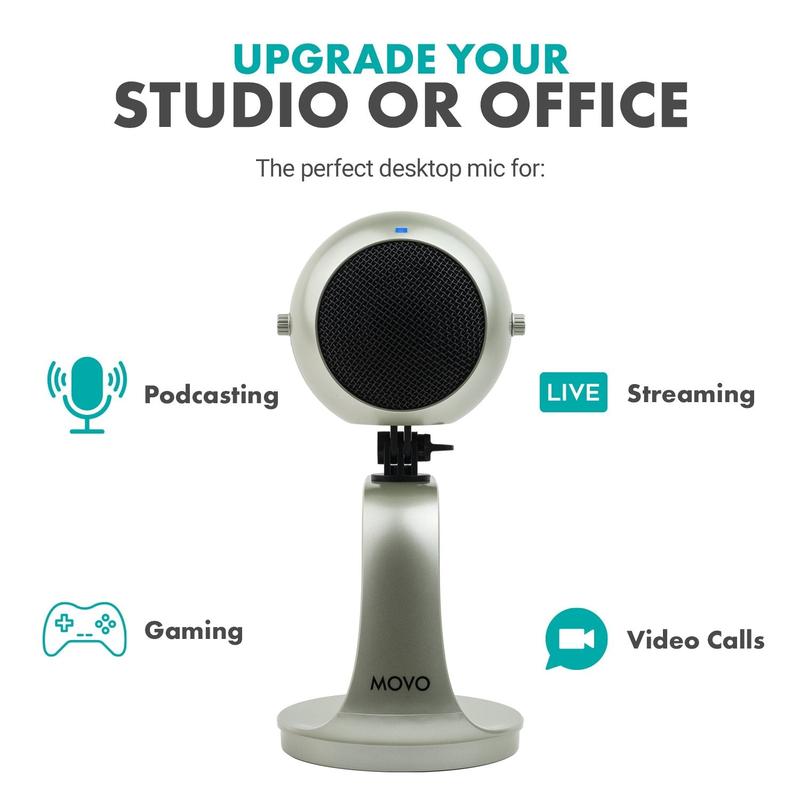 Webmic-S | USB Microphone with Desktop Stand Silver | Movo