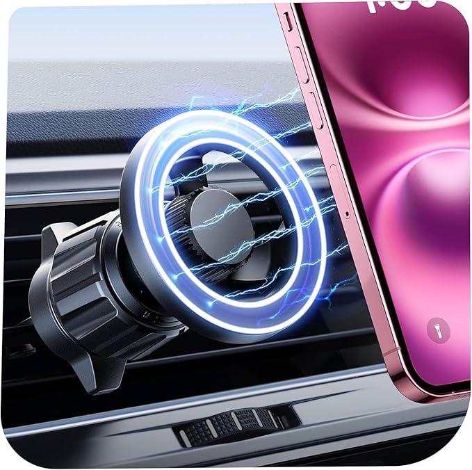 MagSafe Car Mount Magnetic Car Phone Vent Mount, Magnetic Car Phone Holder, Hands Free Cell Phone Car Holder for Vent, Fits for iPhone 16 15 14 13 12 Pro Max Plus Mini MagSafe Case