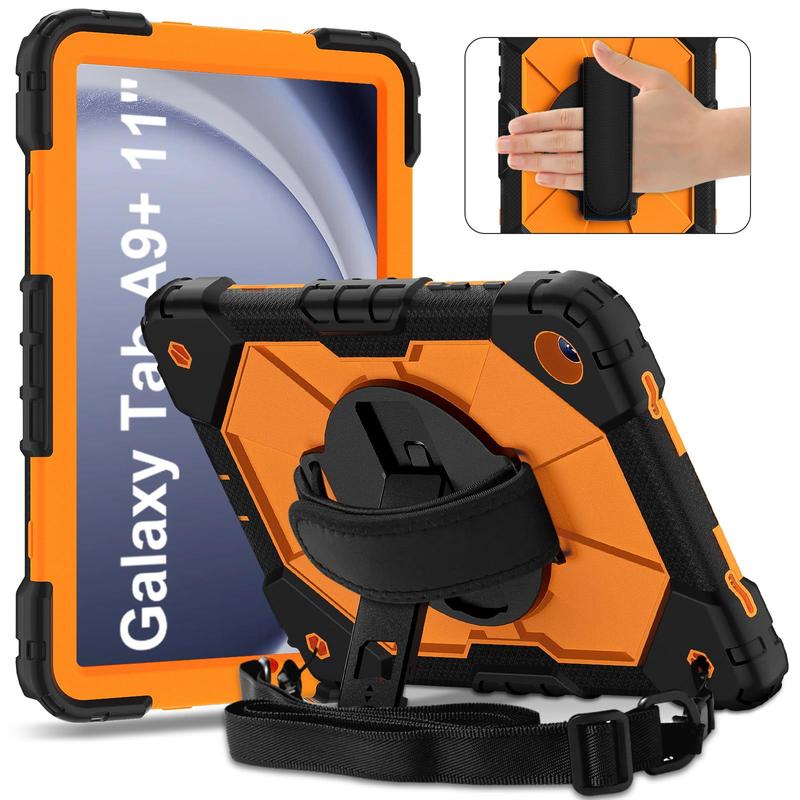 Shockproof Tablet Case with Rotating Hand Strap & Stand & Shoulder Strap, Tablet Protective Cover, Tablet Accessories Compatible with Samsung Tab A9 Plus