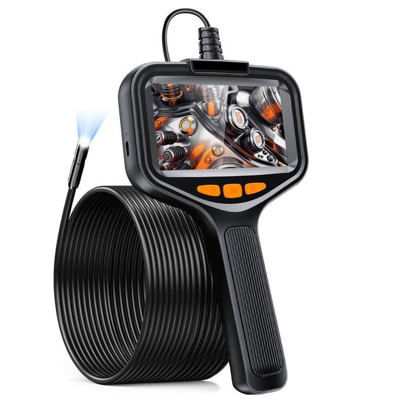 Industrial Endoscope, Borescope Camera for Summer, HD Digital Snake Camera, Handheld Sewer Inspection Camera with 8 LED Lights & Semi-Rigid Cable