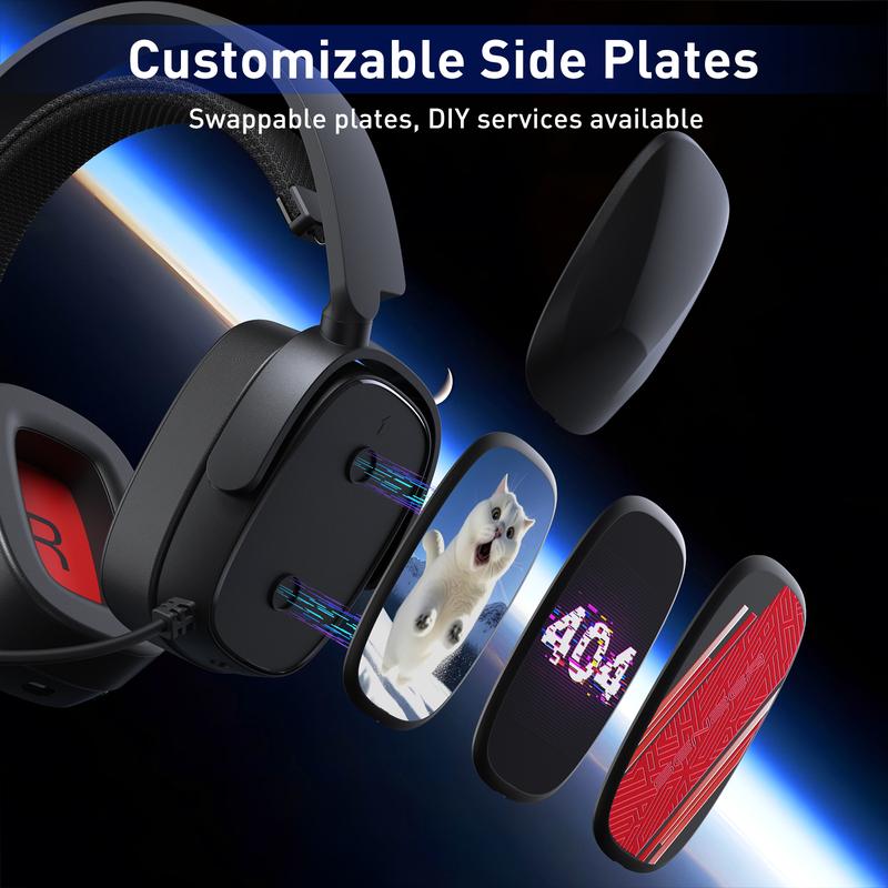 SENZER X100 2.4G wireless gaming headset, get rid of the wired constraints, soft and comfortable ear cups, no pressure on the ears and head, suitable for PS4, PS5, PC, can be connected to different devices via USB, Bluetooth, cable.