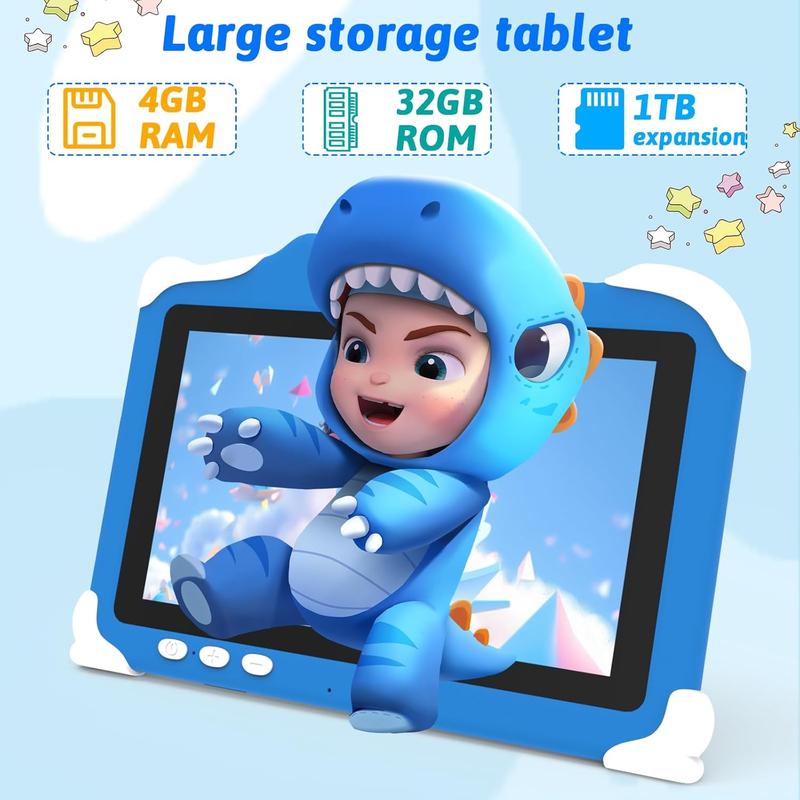 Android 12  Tablet, 7 inch Tablet for , 4GB RAM 32GB ROM Tablet with Case, 1.6Ghz Quad-core Processor  Tablet, 3000mAh , FHD Display, 5MP Camera, Type-C, Parental Control Tablet