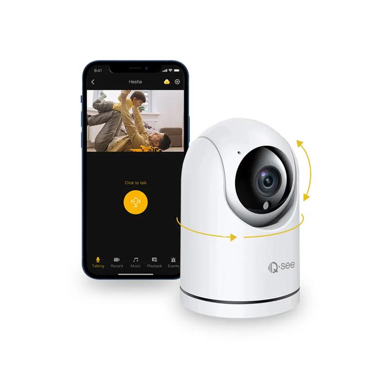 QSEE 2MP Indoor Pan Tilt Smart Security Camera, 1080P HD Dog Camera 2.4GHz Wi-Fi with Night Vision, Motion Detection, Cloud & SD Card Storage, 2-Way Audio, Phone APP Control, Smart Home Camera Device Hestia