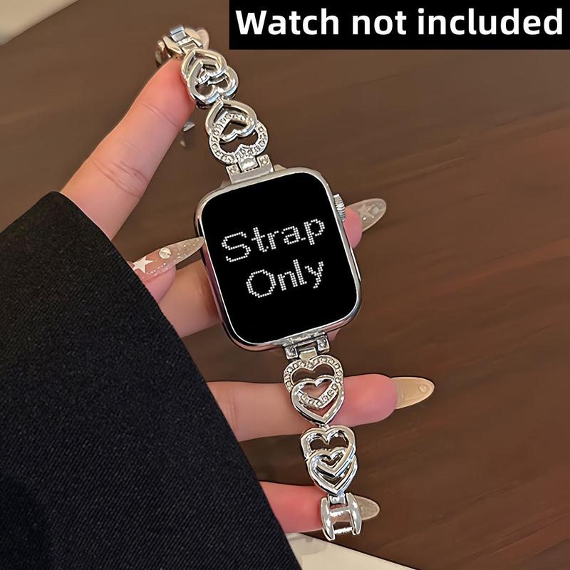 Shiny Rhinestone Decor Watch Band, Stainless Steel Watch Band for Apple Watch Series 9 8 7 6 5 4 3 2 1 SE, Watch Band for Women & Men