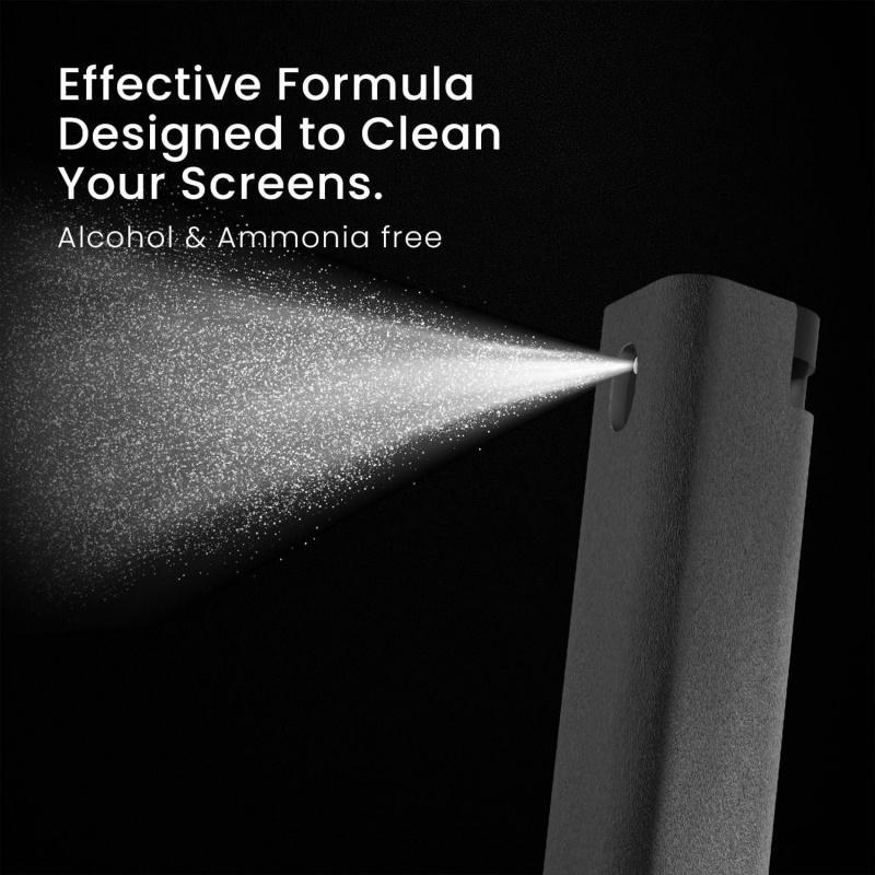 Screen cleaning spray for cell phones, tablets, PCs and monitors, effective anti-fingerprint, cleaning effect (black)