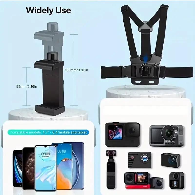 Action Camera Kit, Phone Clip Mount for Gopro Phone Osmo Action, Sports Camera Accessories, Outdoor Shooting Accessories