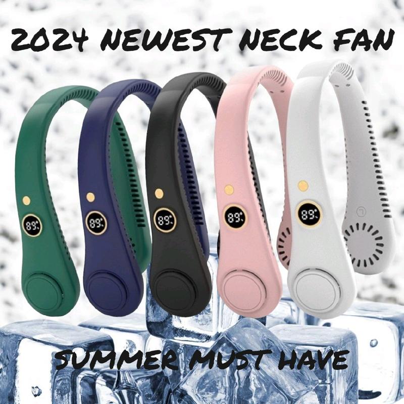 Portable USB Rechargeable Neck Fan for Summer, USB Hands-free Hanging Fan for Outdoor Sports Music Festival, Lightweight Low Noise Hanging Fan for Home Office Outdoor Hiking Fishing