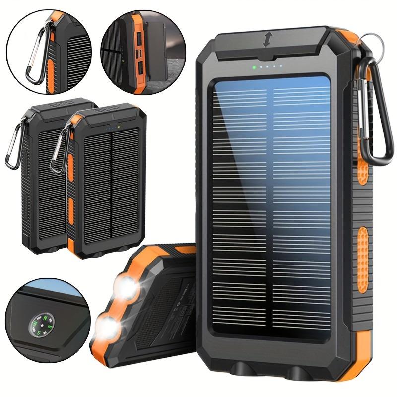 Portable Power Bank - Solar Charger, Flashlight,Compass,USB Output, iPhone & Android Compatible -Emergency Backup Battery Pack for Outdoor