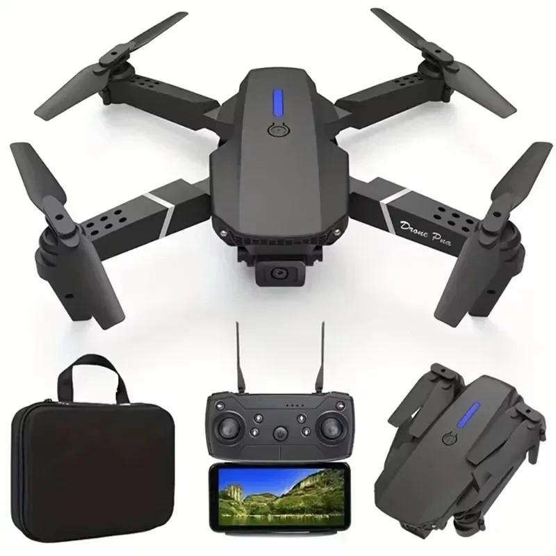 Professional Drone E88 4K Wide-Angle HD 1080P Camera WiFi FPV Height Hold Foldable RC Drone Quadrotor Helicopter Children's Toys Automatic Durable Folding Phone Charging Chargeable