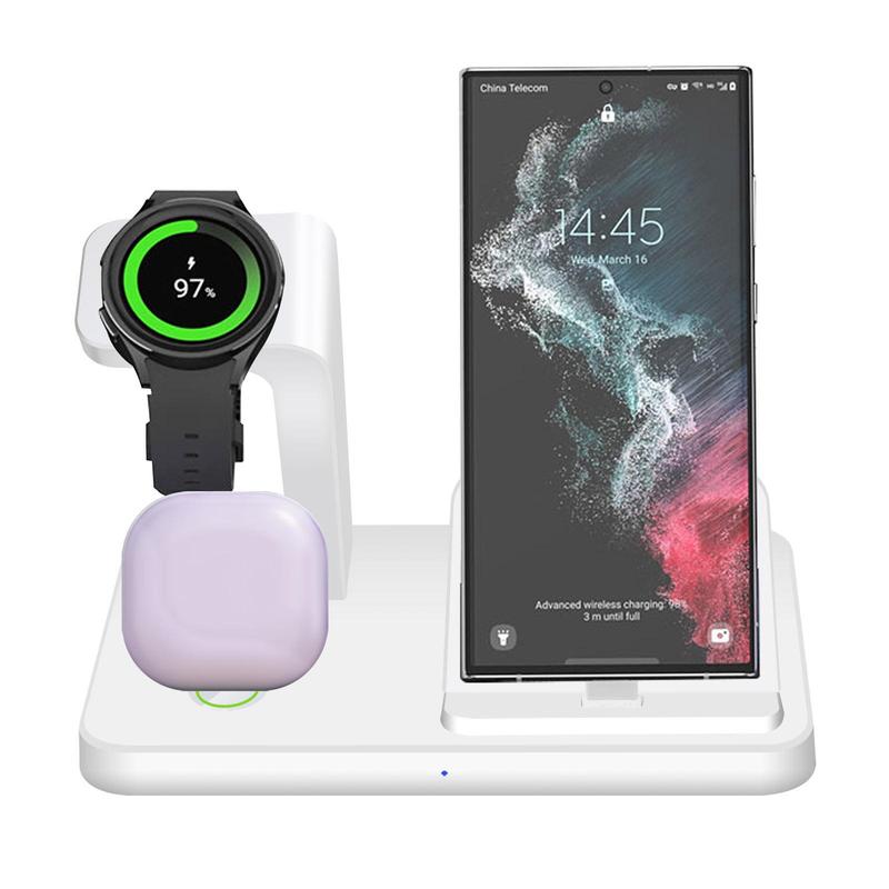 FDGAO 15W 3 in 1 Wireless Charger, USB Type C Fast Charging Station for Samsung Galaxy Watch Galaxy Buds, Portable Charging Stand for Samsung Series