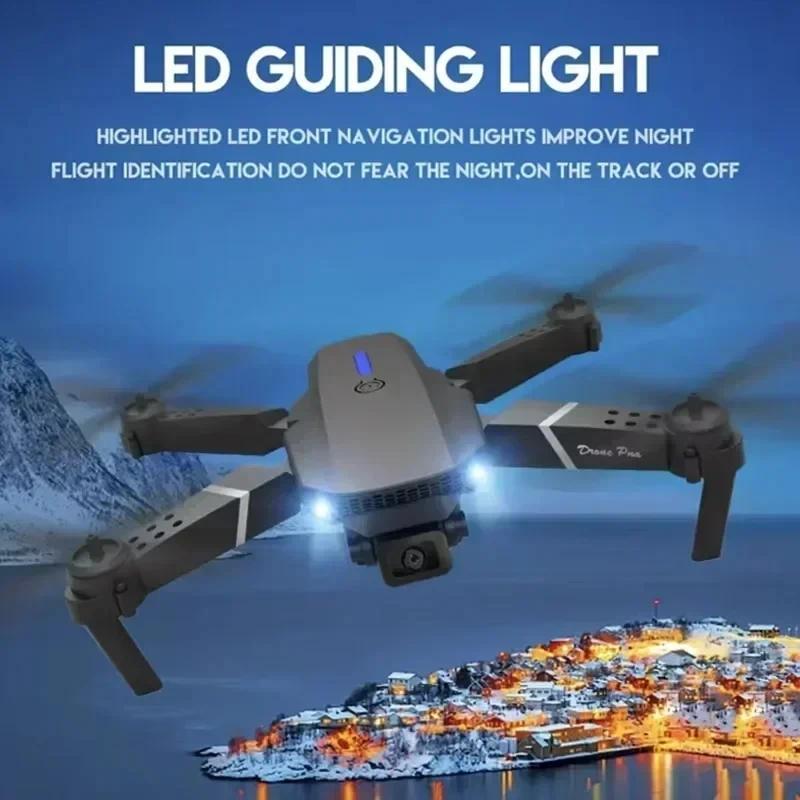 Professional Drone E88 4K Wide-Angle HD 1080P Camera WiFi FPV Height Hold Foldable RC Drone Quadrotor Helicopter Children's Toys Automatic Durable Folding Phone Charging Chargeable