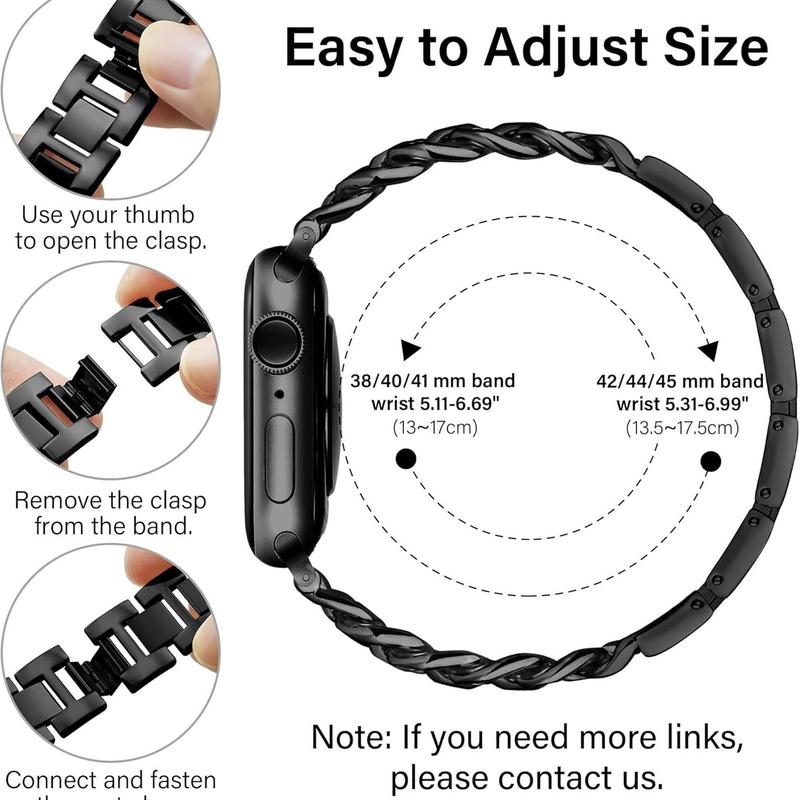 Watch Band (Band Only), Adjustable Watch Band for Women, Wearable Accessories Compatible with Apple Watch Series 9 8 7 6 5 4 3 2 1 SE Ultra