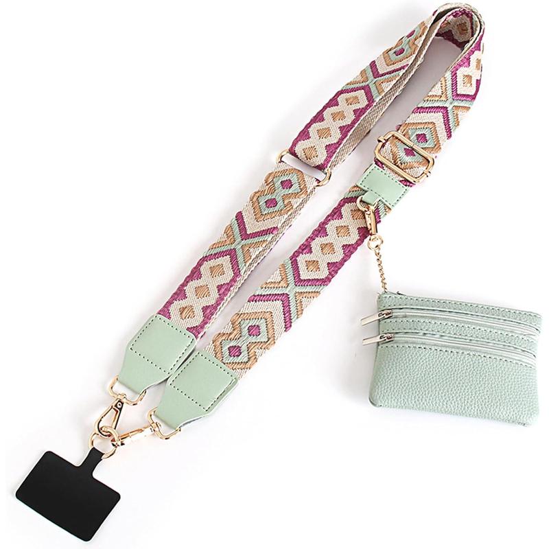 Clip and Go Strap for Phone with Wallet Crossbody,Phone Strap with Zippered Pouch,Adjustable Phone Lanyard with Wallet Smartphone Cellphone