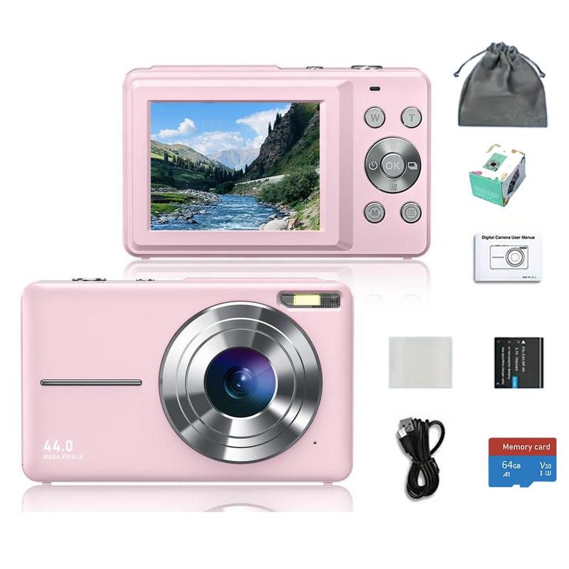 1080P FHD Digital Camera with Flash, Rechargeable Camera with 64GB High-Speed TF Storage Card, 1 Count Digital Point & Shoot Camera with 16X Zoom Anti Shake for Travel, Compact Small Outdoor Digital Camera For Boys Girls, Stocking Fillers Gift