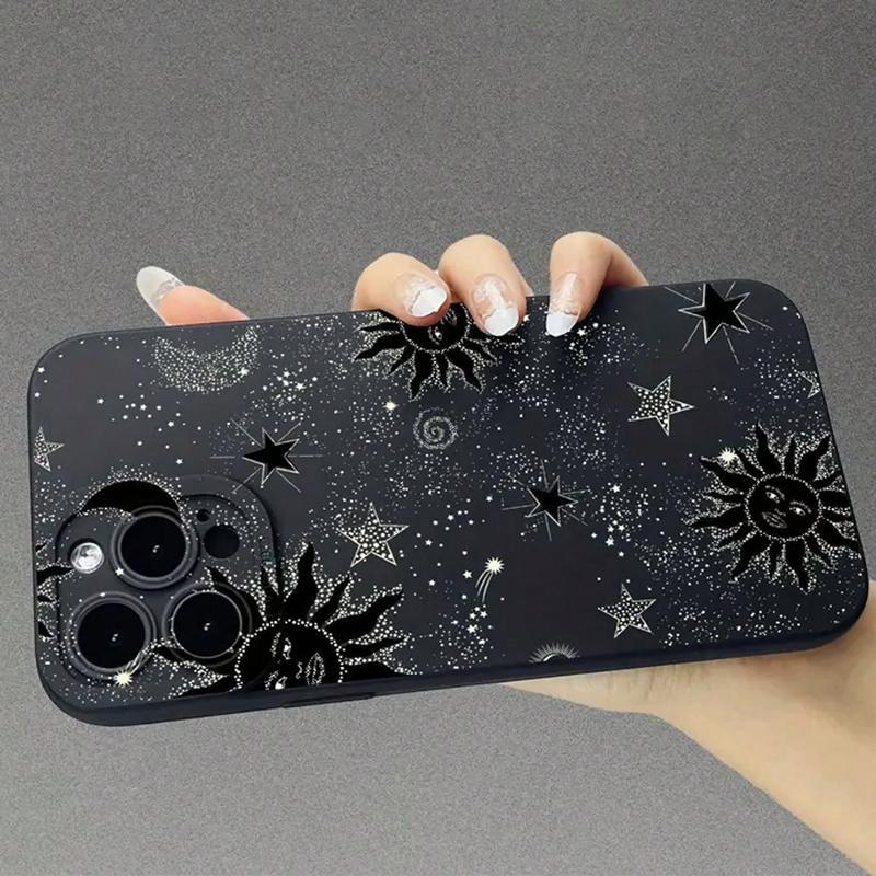 Star & Moon Pattern Phone Case, Anti-drop Cellphone Protective Case, Total Protective Shockproof Mobile Phone Cover for iPhone 16 15 14 13 12 11 Pro Max