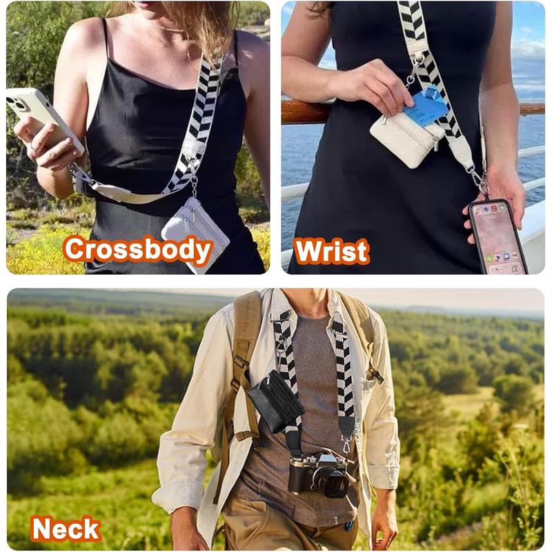 Phone Strap with Zippered Pouch, Clip and Go Strap for Phone with Wallet Crossbody, Cross Body Phone String with Zipper Wallet Pouch, Adjustable Phone Strap Crossbody