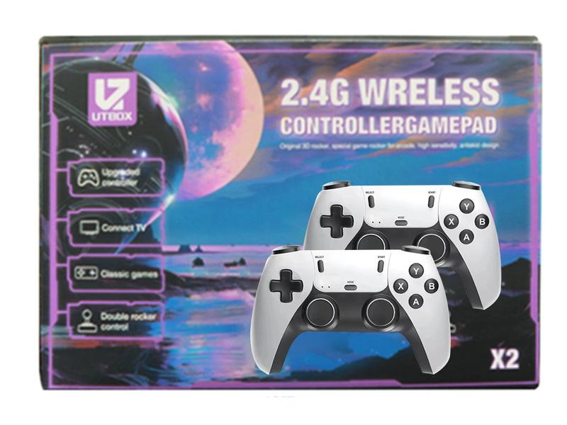 Retro Controllers, Dual White Wireless Plug & Play Video Controllers - Console, Smartphone