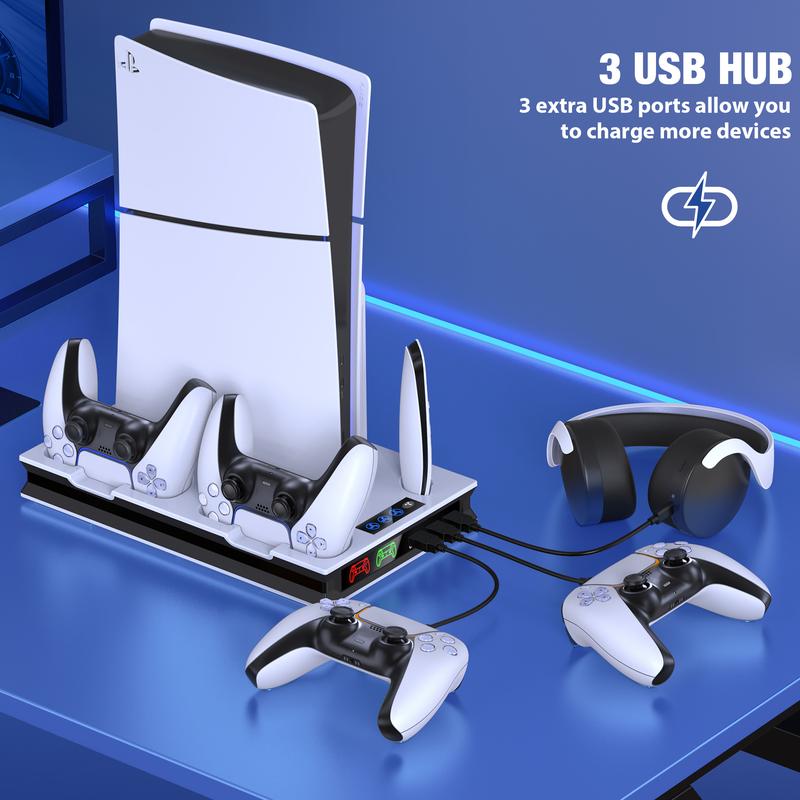 PS5 Stand with Cooling Stand &harger Station,BEBONCOOL PS5 Accessories with Cooling Station for Playstation 5 Slim % PS5 Console