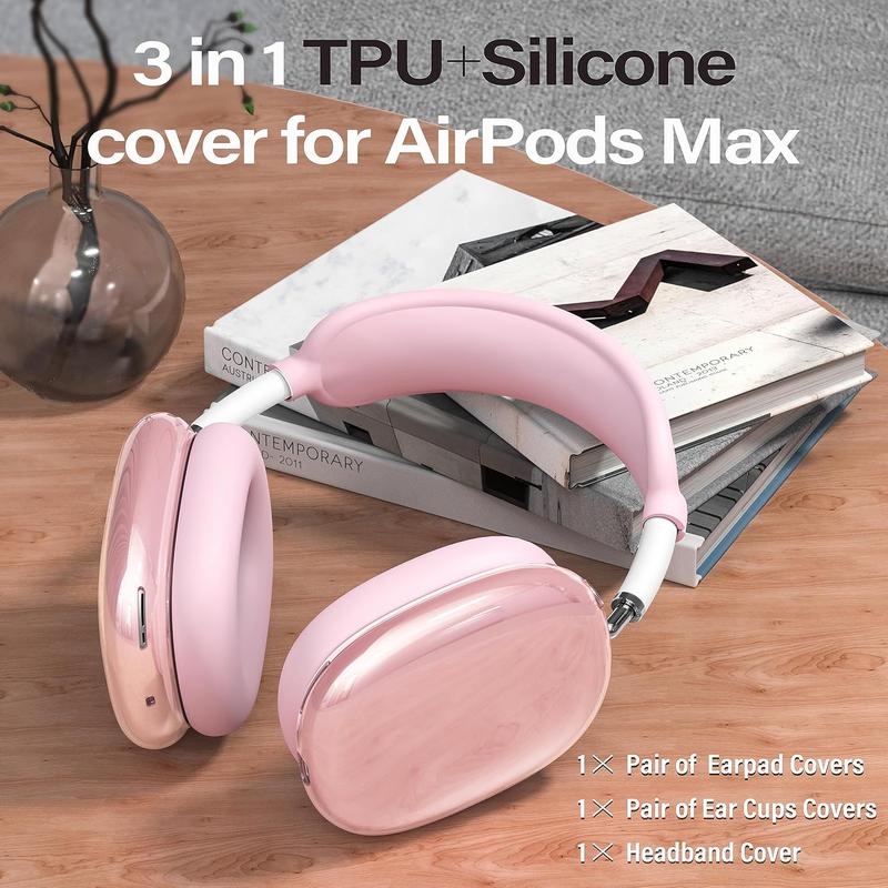  Case Cover for AirPods Max Headphones, Anti-Scratch Sweat-Proof Ear Pad Covers Ear Cups Cover Headband Cover Protectorfor Apple AirPods Max - Pink