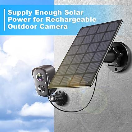 3W Solar Panel with 10ft Charging Cable for Wireless Outdoor Security Camera, Suitable Rechargeable Battery Powered Camera and Waterproof 01