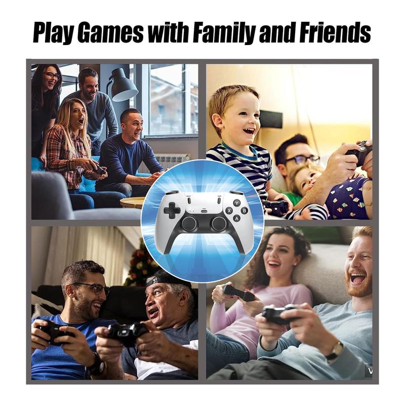 Retro Controllers, Dual White Wireless Plug & Play Video Controllers - Console, Smartphone