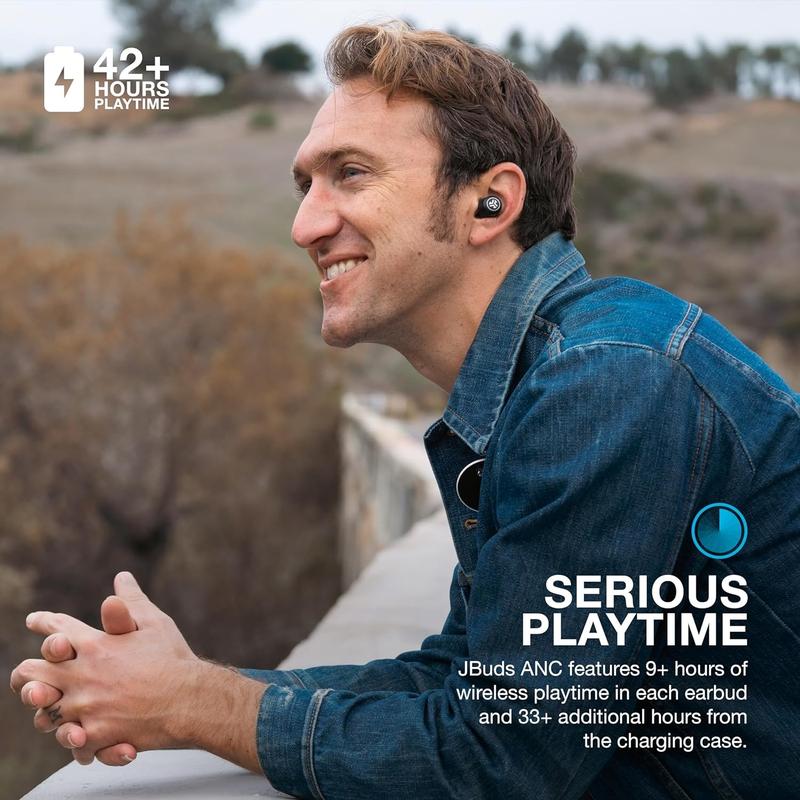 JLab JBuds ANC 3 True Wireless Bluetooth Earbuds, Integrated Charging Case, 42+ Hours Playtime, Customize Sound Touch Controls, iPhone   Android