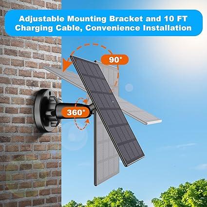 3W Solar Panel with 10ft Charging Cable for Wireless Outdoor Security Camera, Suitable Rechargeable Battery Powered Camera and Waterproof 01