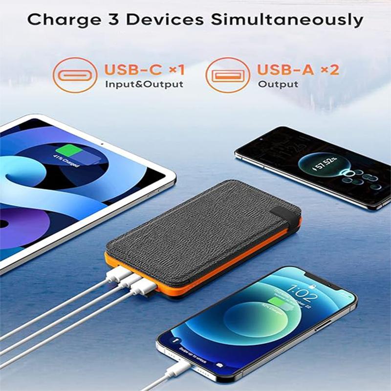 Solar Charger 10000mAh (1 Count), Portable Outdoor USB C Power Bank with 4 Solar Panels, 3A Fast Charge External Battery Pack with 2 USB Outputs Compatible with Smartphones, Tablets, etc.