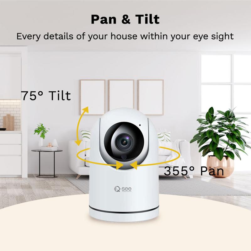 QSEE 2MP Indoor Pan Tilt Smart Security Camera, 1080P HD Dog Camera 2.4GHz Wi-Fi with Night Vision, Motion Detection, Cloud & SD Card Storage, 2-Way Audio, Phone APP Control, Smart Home Camera Device Hestia