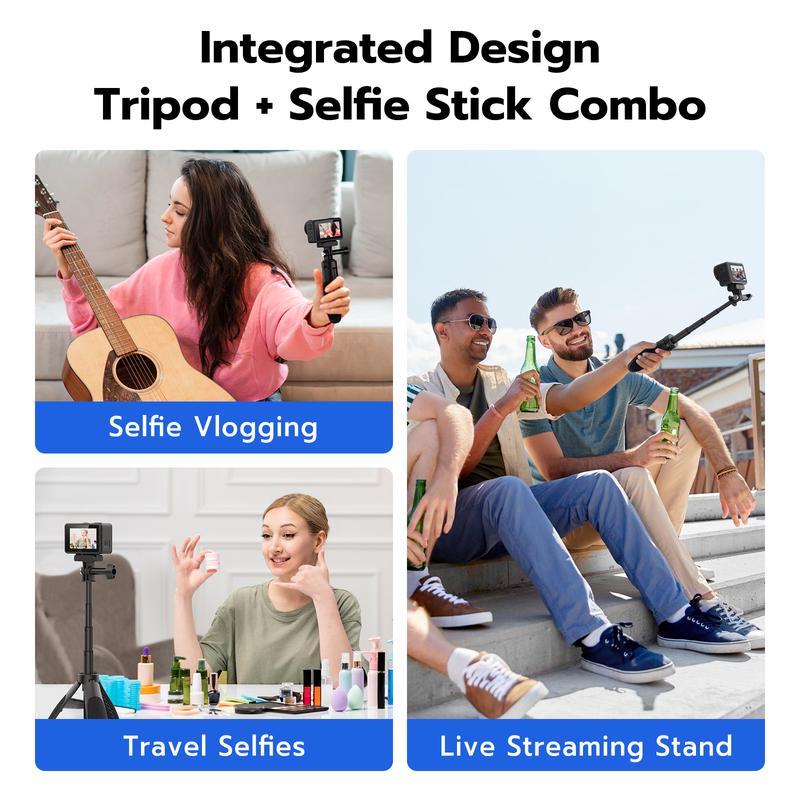 TELESIN° Mini Selfie Stick Tripod for dji osmo action5pro insta360 acepro go pro Hero 13 12 Hero 11 Action Cameras