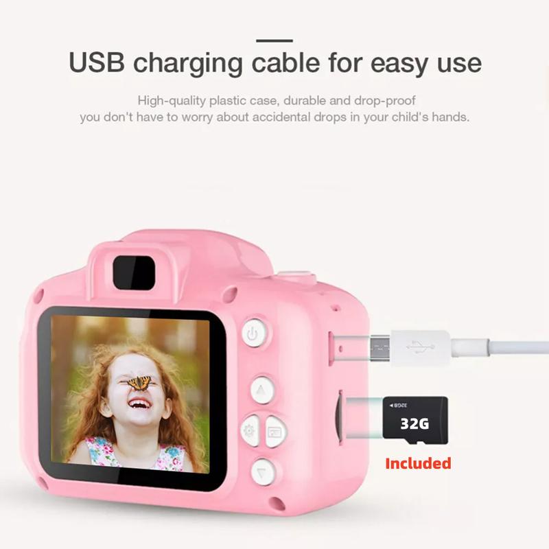 Upgrade Kids Selfie Camera,HD Digital Video Cameras for Toddler,Portable Toy with 32GB SD Card Christmas Birthday Gifts for kids Age 3-9 camera Kids Selfie