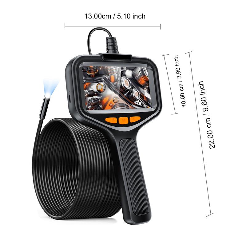 Industrial Endoscope, Borescope Camera for Summer, HD Digital Snake Camera, Handheld Sewer Inspection Camera with 8 LED Lights & Semi-Rigid Cable