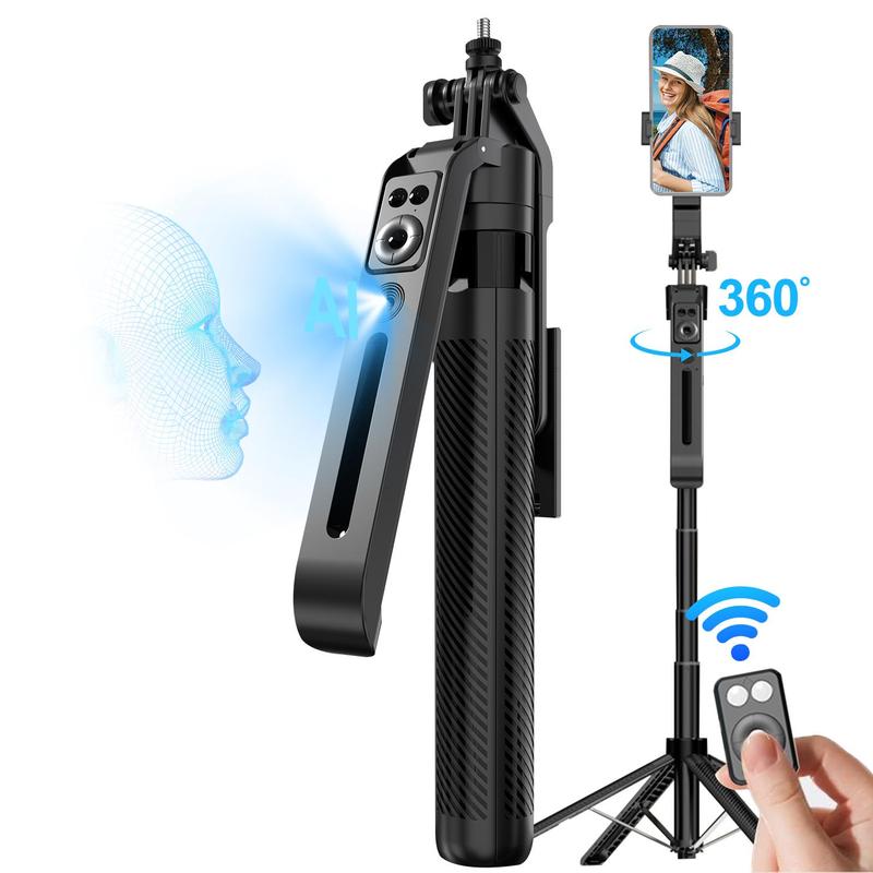 Auto Face Tracking Tripod, 360° Rotation Auto Tracking Phone Holder with Remote, Selfie Stand, Universal Essentials Tripod for Video Vlog Live Stream, Selfie Stand, Tripod Remote, Tripod Stabilizer