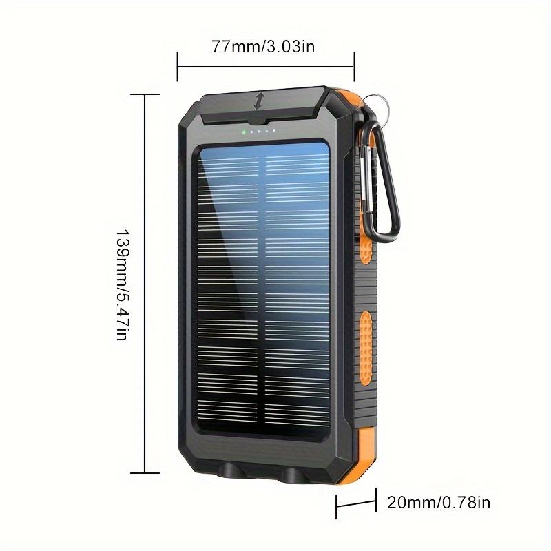 Portable Power Bank - Solar Charger, Flashlight,Compass,USB Output, iPhone & Android Compatible -Emergency Backup Battery Pack for Outdoor