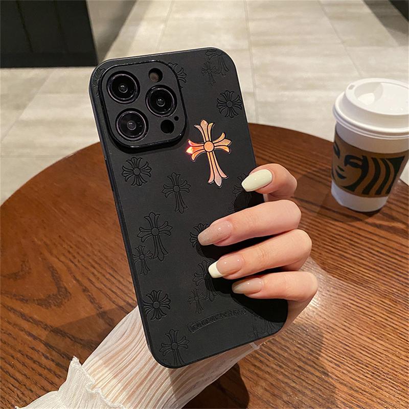 For iPhone 15 14 13 12 11 Pro Max 16 Pro Max Gradient Laser Illuminated Cross Pattern Phone Case, for iPhone 16 15 14 Plus Premium Leather TPU Back Case Phone Accessories, Thanksgiving Christmas Gifts