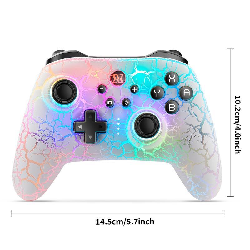 Unique Crack Design Wireless Game Controller, RGB Adjustable Ambient Light Wireless Remote Gamepad, Motion Control Gamepad for Switch Switch Lite Switch OLED