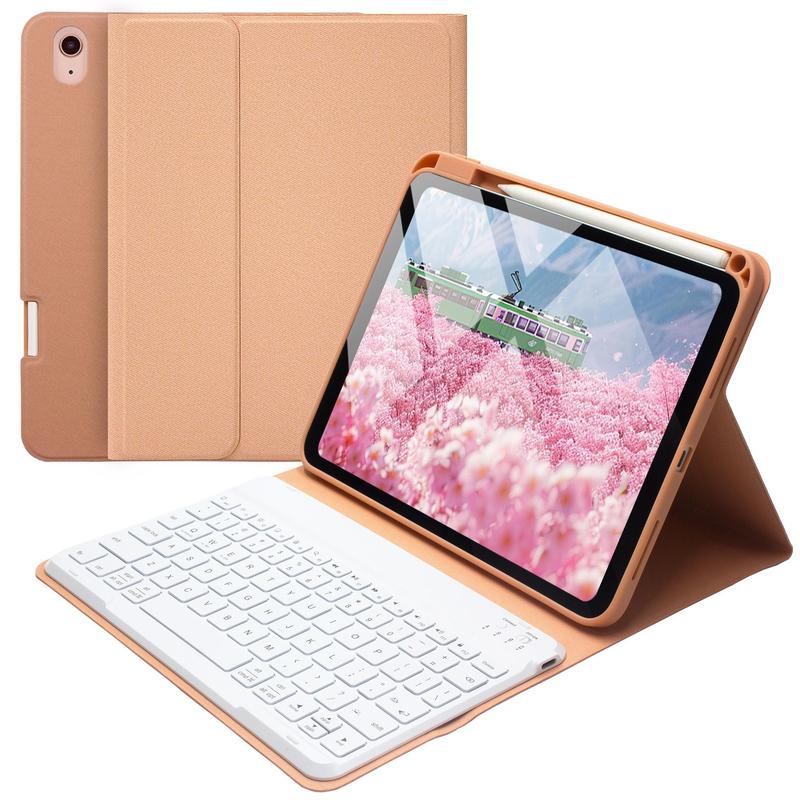 Tablet Case with Keyboard & Stylus Holder (1 Count), Magnetic Detachable Wireless Keyboard, TPU Material Tablet Protective Cover for iPad 10th Gen