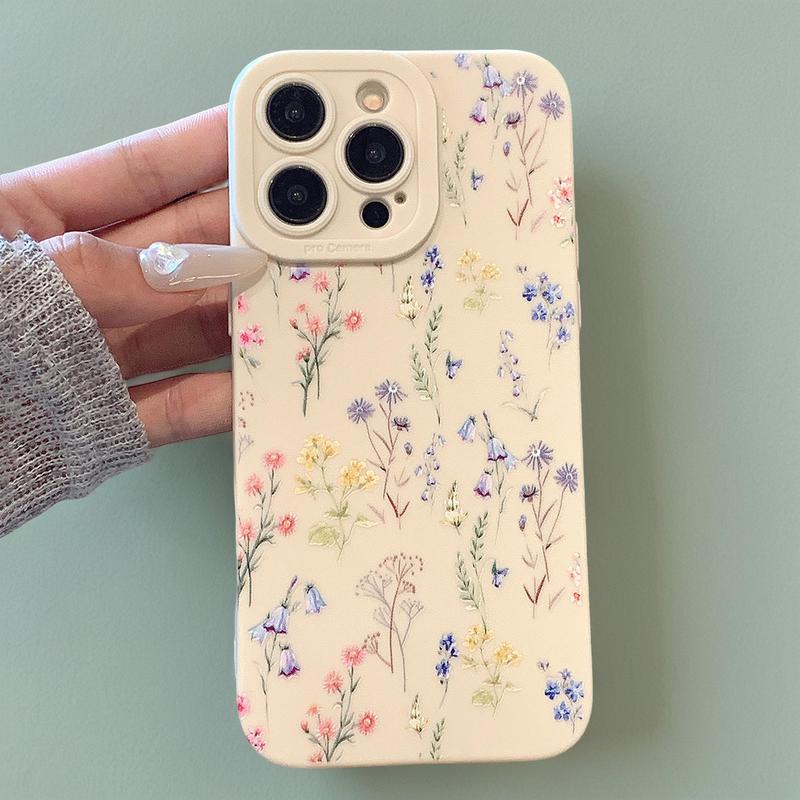 Floral Pattern Phone Case, Anti-drop Cellphone Protective Case, All-inclusive Shockproof Mobile Phone Cover for iPhone 11 12 13 14 15 Pro Max