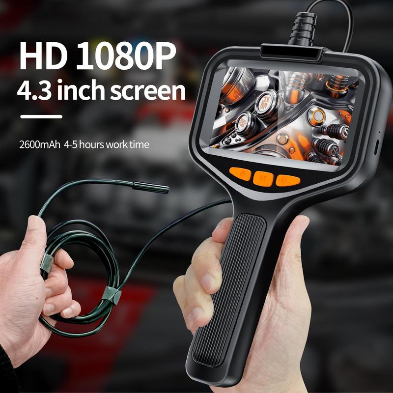 Industrial Endoscope, Borescope Camera for Summer, HD Digital Snake Camera, Handheld Sewer Inspection Camera with 8 LED Lights & Semi-Rigid Cable