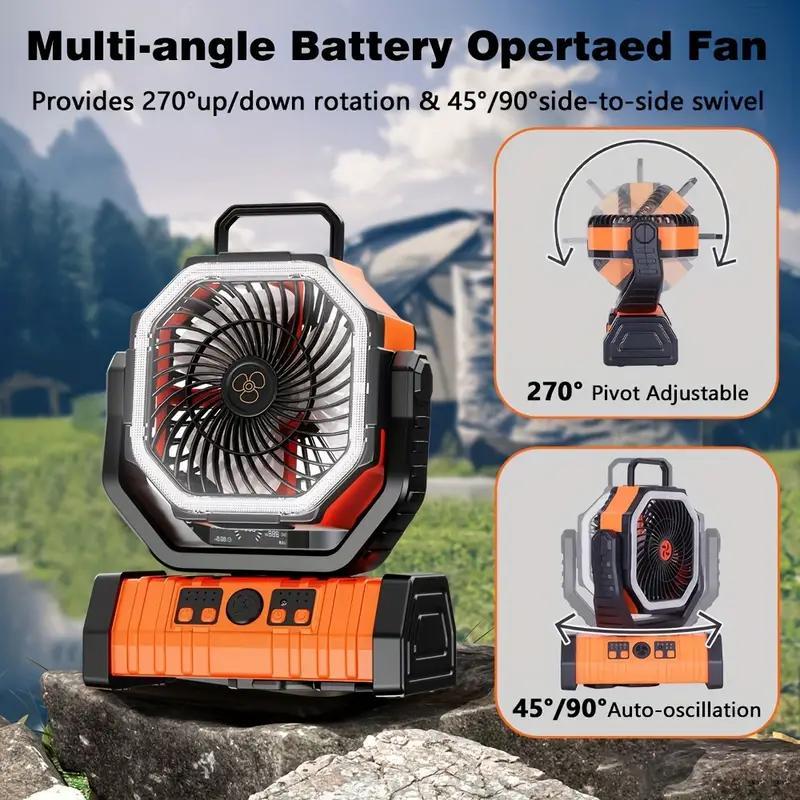 Portable Rechargeable Camping Fan, 1 Count USB Charging 3-level Brightness LED Fan with Remote Control, Quiet & Strong Wind Fan for Tents, Picnics and Travel