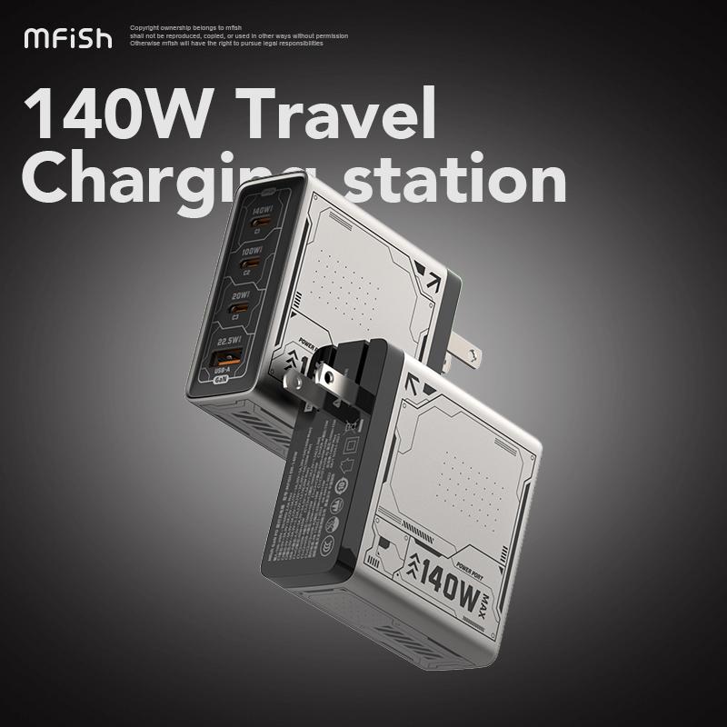 MFish 140W Charging Station GaN charger four-port flash charger original foldable travel universal Plug fast wall