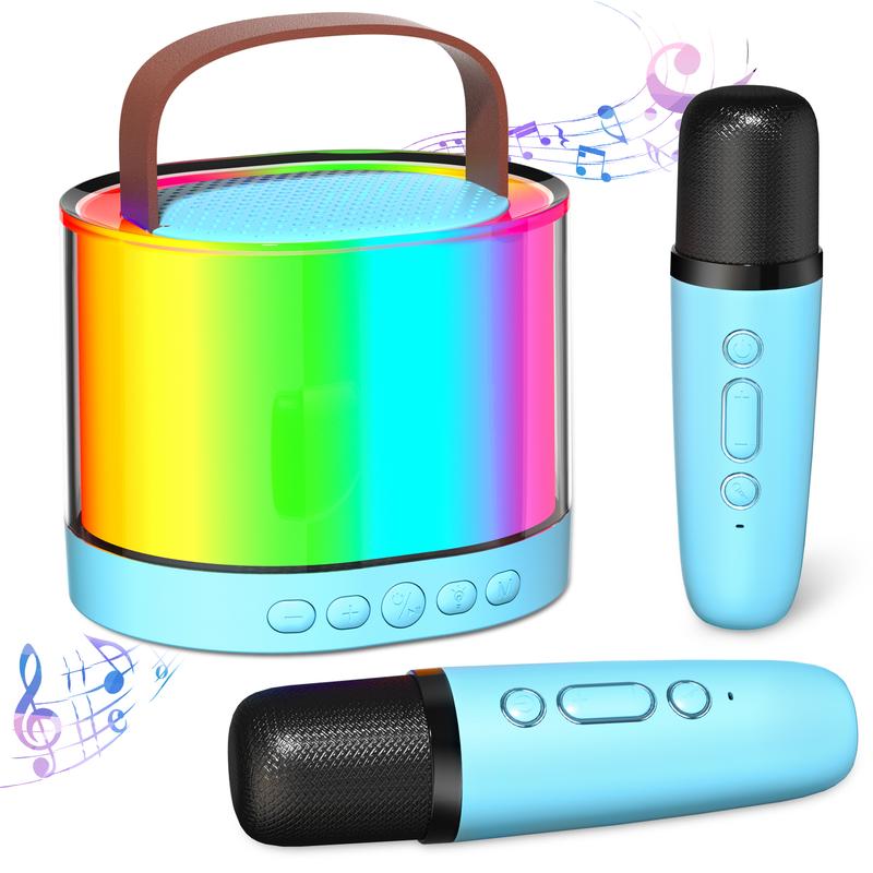 Portable Mini Bluetooth 5.3 Karaoke with Dual Microphone Wireless Free Singing, Ideal Gift for Kids, First choice for Family Party, Easily connect with Smartphone!