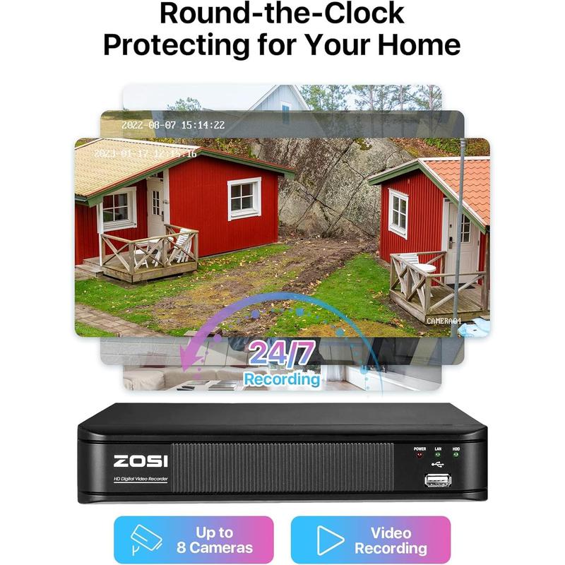 [BlackFriday] ZOSI H.265+ Full 1080p Home Security Camera System Outdoor Indoor, CCTV DVR 8 Channel with AI Human Vehicle Detection, 4 x 1080p Weatherproof Surveillance Camera, 80ft Night Vision, 1TB HDD